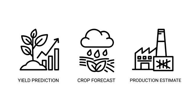 Agricultural Yield Prediction and Crop Forecast Linear Icons for Smart Farming Industry Data Analysis