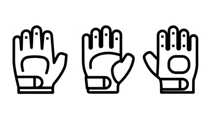 Obraz premium Three variations of minimalist glove icons for sports or work.