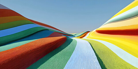 Obraz premium Chromatic Terrain: Waves of Wonder, ai generated.