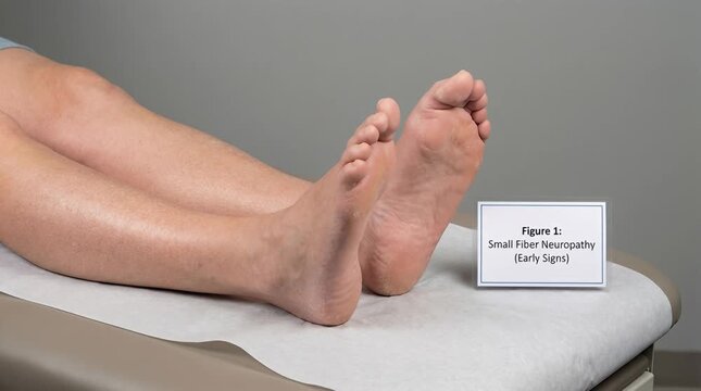 Small Fiber Neuropathy Early Peripheral Nerve Disorder, Close Up Lower Legs and Feet at Rest, Subtle Toe Movement