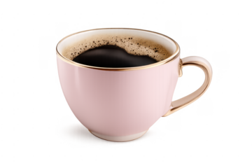 Pink coffee cup with espresso and foamy crema