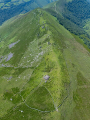 A group of ruined Pasiegan huts located near Yera. Vega de Pas Municipality. Pasiegan Valleys. Cantabria. Spain. Europe