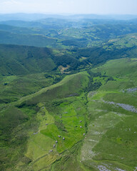 A group of ruined Pasiegan huts located near Yera. Vega de Pas Municipality. Pasiegan Valleys. Cantabria. Spain. Europe