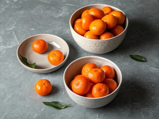 Bowls with sweet mandarins 
