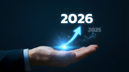 Future Business Growth and Financial Forecast Concept for 2026 with Digital Chart, Investment Strategy, and Economic Growth Projection