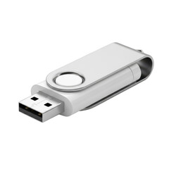 Silver usb flash drive isolated on transparent background