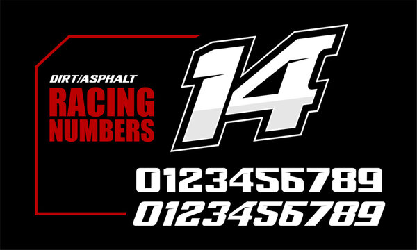 Clean and bold racing number set for motorsport