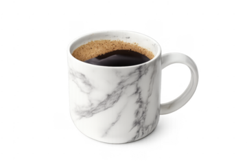 White marble coffee mug with black coffee