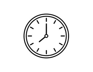 Fototapeta premium Minimal line style clock icon representing time management isolated on transparent background.