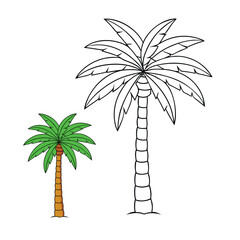 A detailed areca palm coloring page featuring graceful feathery fronds, perfect for adding shades of green and bringing tropical vibes to life.  © Ripa Roy