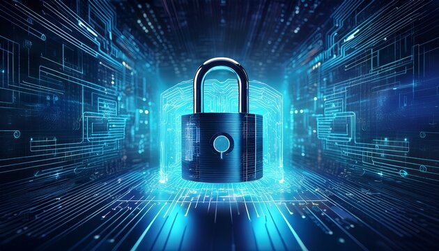 cybersecurity protects data with encryption padlock system and secure digital access - Powered by Adobe