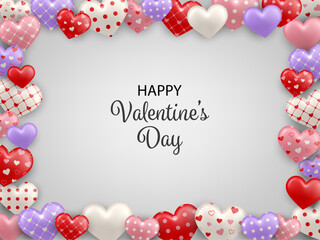 valentine's day frame with colorful hearts 