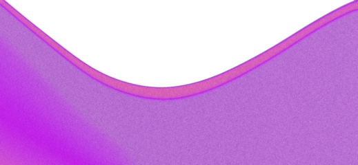 Violet Wave. Noisy Texture. Abstract Design. An isolated PNG clip art on a transparent background of a grainy purple and magenta gradient textured wave for modern lo-fi aesthetic designs.