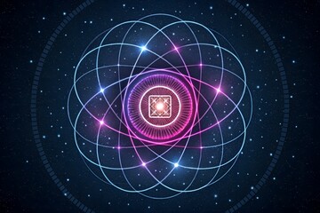 Blue digital technology background featuring a circular radar screen and military sonar target pattern in a vector space design with ample room for text