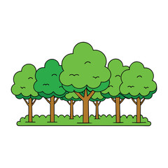 Obraz premium Lush green garden trees sway gently in the breeze, their vibrant leaves creating a serene, peaceful oasis filled with shade, life, and natural beauty all around. 