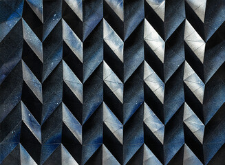 Folded spray painted metallic colorful paper art, Japanese origami background texture, abstract...