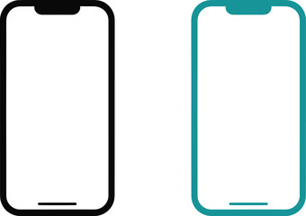 Smartphone Frame Mockup Icons in Black and Teal Color Showing Mobile Screen Outline for App Interface and UI Design