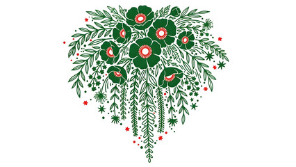 Green floral heart shape illustration
