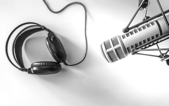 Professional microphone and headphones