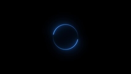 Glowing blue circle frame background animation. Alpha channel Blue circle glow border.