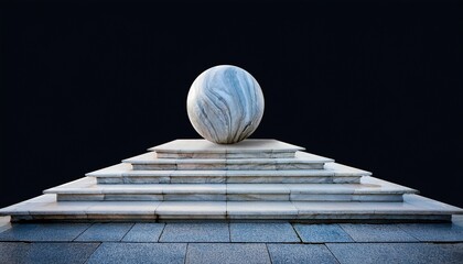 decorative marble sphere sculpture on outdoor steps