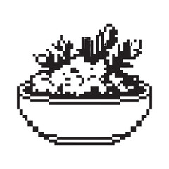 Obraz premium Pixelated illustration of a bowl filled with a leafy green salad