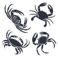 Minimal crab silhouette designed as a flat icon element for icon sets, UI kits, infographics, and branding systems. Clean shape ensures consistency.