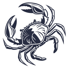 Bold crab silhouette designed for t-shirt prints and apparel graphics. Clean flat vector style ensures excellent print quality on clothing and merchandise.