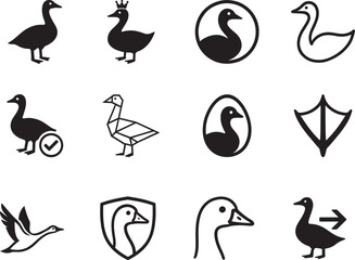 Obraz premium Gooseq icon set with clean editable vector EPS symbols, modern flat design for web, app, UI and print use.