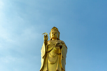 Fototapeta premium Golden Guanyin Statue at Fo Guang Shan Temple is Taiwanese style temple in Thailand