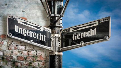 Obraz premium Signposts the direct way to righteous versus unrighteous