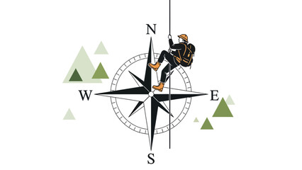 Achieving Great Height Climbing On Compass Rose For Direction And Adventure