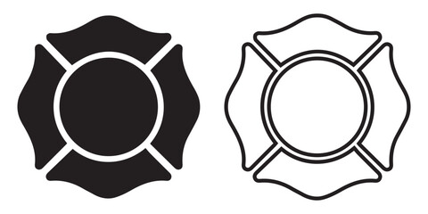 Firefighter Maltese Cross Emblem Icon Set – St Florian Fire Department Badge Logo  Vector © maxalamin09