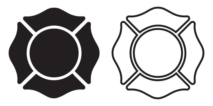 Firefighter Maltese Cross Emblem Icon Set &ndash; St Florian Fire Department Badge Logo 
Vector