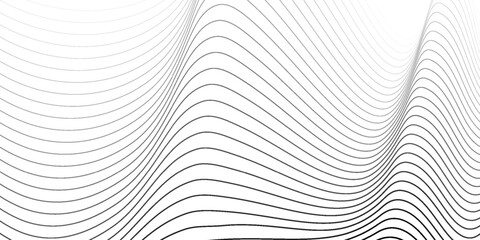 Flowing dots particles wave pattern halftone gradient curve shape isolated on white background. Vector in concept of technology, science, music