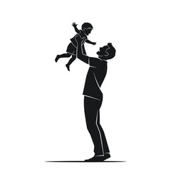Father Playing with Child Silhouette Vector Illustration