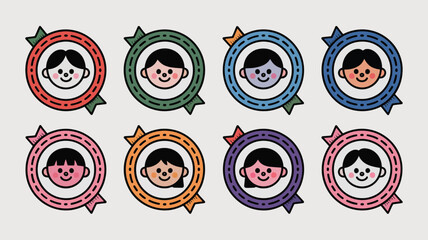 Fototapeta premium Colorful badges with smiling faces Vector