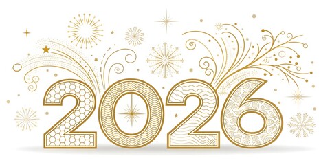 Golden fireworks celebrate New Year's Eve 2026 with elegant designs