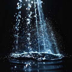 Dramatic Water Splash on Reflective Surface Against a Dark Background