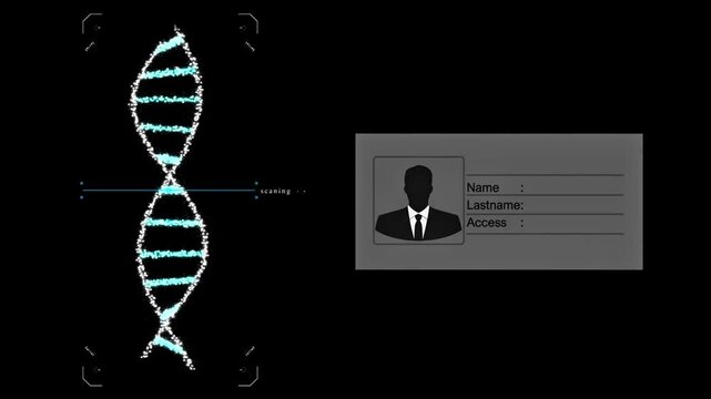 Biometric identification concept with DNA scan and secure access credentials