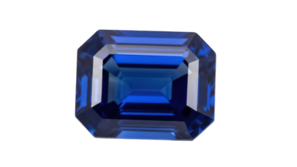 Royal blue sapphire gemstone PNG isolated on transparent background, octagon cut precious stone for jewelry design and luxury concepts