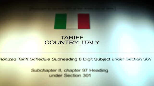 Cinematic Italy - United States Tariff Document