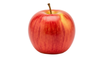Shiny red apple isolated PNG, fresh fruit with stem on transparent background, healthy eating and natural food source for nutrition