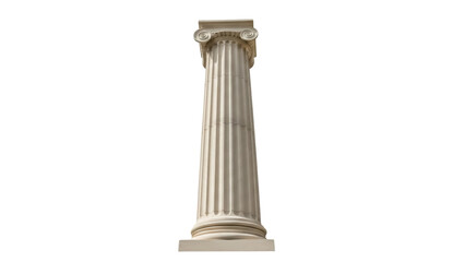 Elegant Ionic column isolated PNG on transparent background, classical architecture element for building design and historical projects