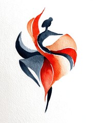 Elegant Opera Dance Silhouette, Abstract Watercolor Art