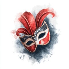 Dramatic Opera Mask, Theater Performance Illustration