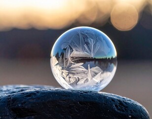 Frozen soap bubble
