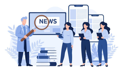 HR manager with employee at interview and business flow chart. Employee assessment software, HR company system, employee check programme concept, flat vector modern illustration 
