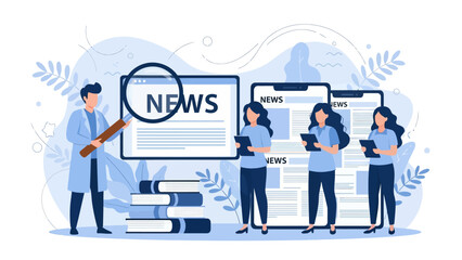 HR manager with employee at interview and business flow chart. Employee assessment software, HR company system, employee check programme concept, flat vector modern illustration 
