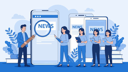 HR manager with employee at interview and business flow chart. Employee assessment software, HR company system, employee check programme concept, flat vector modern illustration 
